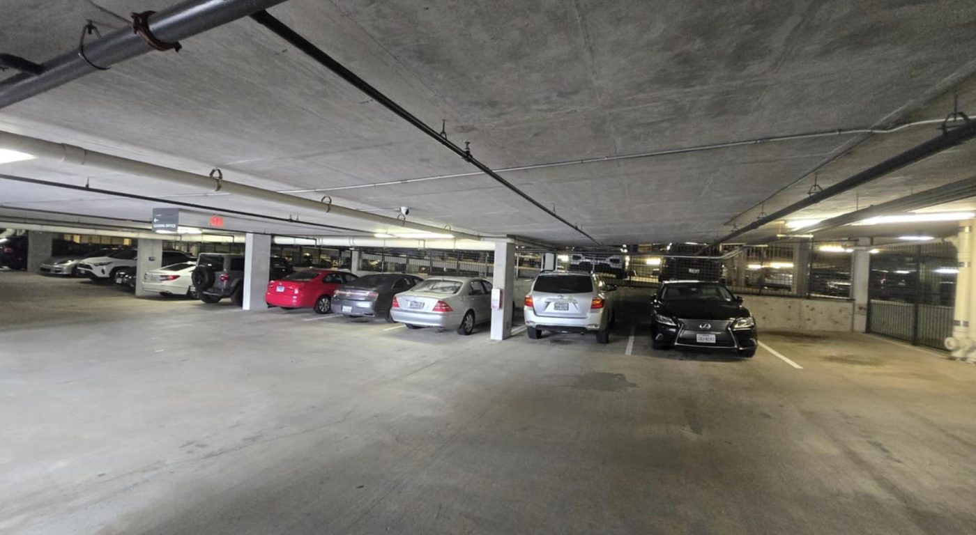 Inside the parking garage